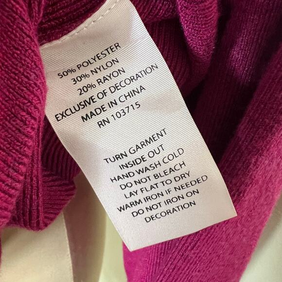 Nanette Lepore Sweater Large Women Pink Tie Back Crew Neck Knit Puff Sleeve Chic - Picture 6 of 8